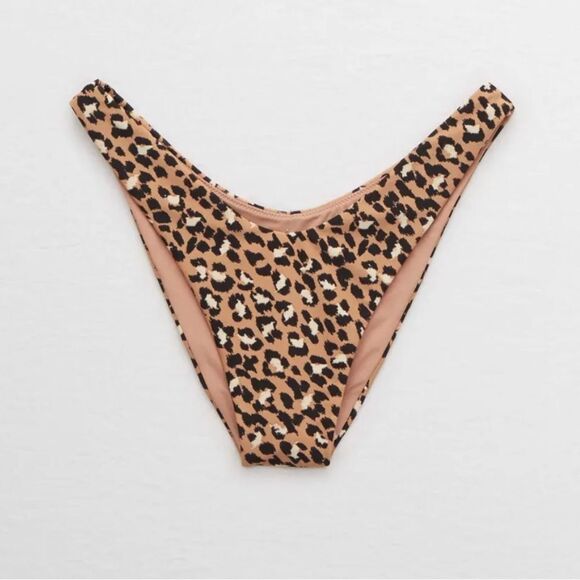NEW Aerie Leopard Print High Cut Cheekier Plus Swim Bottoms XL - Picture 1 of 5